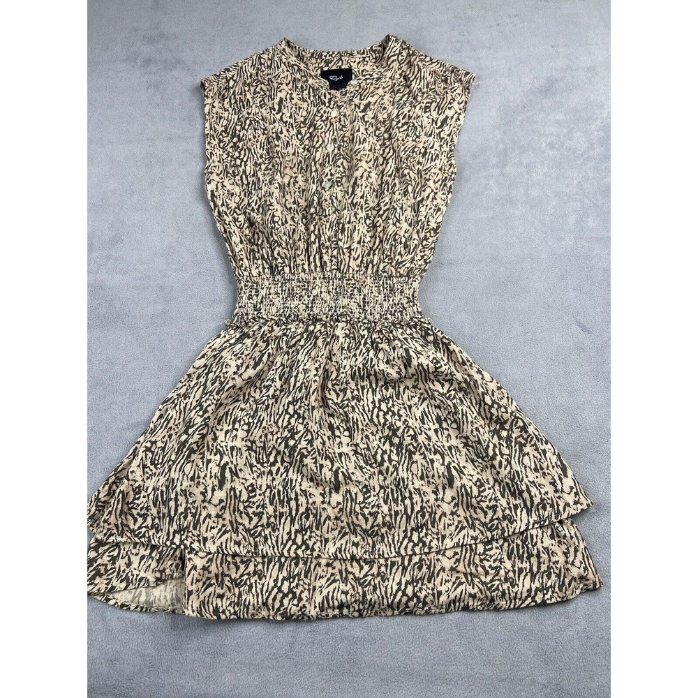 Rails Dress Womens Small‎ Brown Animal Print Sleeveless Angelina Smocked